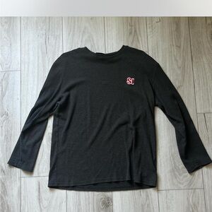 Black Long Sleeve Shirt with Red Logo